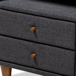 Load image into Gallery viewer, Baxton Studio Claverie Mid-Century Modern Charcoal Fabric Upholstered 2-Drawer Wood Nightstand
