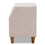 Load image into Gallery viewer, Baxton Studio Claverie Mid-Century Modern Beige Fabric Upholstered 2-Drawer Wood Nightstand
