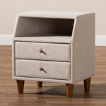 Load image into Gallery viewer, Baxton Studio Claverie Mid-Century Modern Beige Fabric Upholstered 2-Drawer Wood Nightstand
