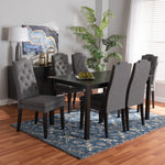 Load image into Gallery viewer, Baxton Studio Dylin Modern And Contemporary Dark Grey Fabric Upholstered And Dark Brown Finished Wood 7-Piece Dining Set
