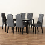 Load image into Gallery viewer, Baxton Studio Dylin Modern And Contemporary Dark Grey Fabric Upholstered And Dark Brown Finished Wood 7-Piece Dining Set
