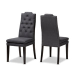 Load image into Gallery viewer, Baxton Studio Dylin Modern And Contemporary Charcoal Fabric Upholstered Button Tufted Wood Dining Chair Set Of 2
