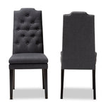 Load image into Gallery viewer, Baxton Studio Dylin Modern And Contemporary Charcoal Fabric Upholstered Button Tufted Wood Dining Chair Set Of 2
