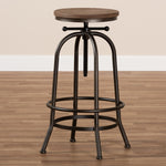 Load image into Gallery viewer, Baxton Studio Aline Vintage Rustic Industrial Style Wood And Rust-Finished Steel Adjustable Swivel Bar Stool
