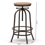 Load image into Gallery viewer, Baxton Studio Aline Vintage Rustic Industrial Style Wood And Rust-Finished Steel Adjustable Swivel Bar Stool
