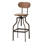 Load image into Gallery viewer, Baxton Studio Varek Vintage Rustic Industrial Style Wood And Rust-Finished Steel Adjustable Swivel Bar Stool
