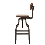 Load image into Gallery viewer, Baxton Studio Varek Vintage Rustic Industrial Style Wood And Rust-Finished Steel Adjustable Swivel Bar Stool
