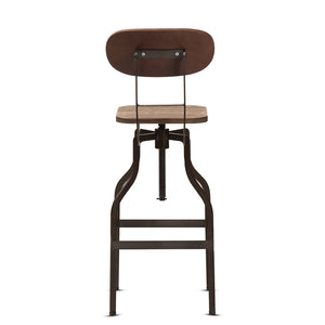 Baxton Studio Varek Vintage Rustic Industrial Style Wood And Rust-Finished Steel Adjustable Swivel Bar Stool