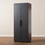 Load image into Gallery viewer, Baxton Studio Rikke Modern And Contemporary Two-Tone Gray And Walnut Finished Wood 7-Shelf Wardrobe Storage Cabinet
