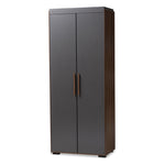 Load image into Gallery viewer, Baxton Studio Rikke Modern And Contemporary Two-Tone Gray And Walnut Finished Wood 7-Shelf Wardrobe Storage Cabinet
