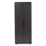 Load image into Gallery viewer, Baxton Studio Rikke Modern And Contemporary Two-Tone Gray And Walnut Finished Wood 7-Shelf Wardrobe Storage Cabinet
