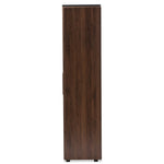 Load image into Gallery viewer, Baxton Studio Rikke Modern And Contemporary Two-Tone Gray And Walnut Finished Wood 7-Shelf Wardrobe Storage Cabinet
