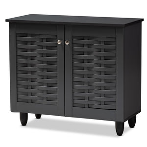 Baxton Studio Winda Modern And Contemporary Dark Gray 2-Door Wooden Entryway Shoe Storage Cabinet