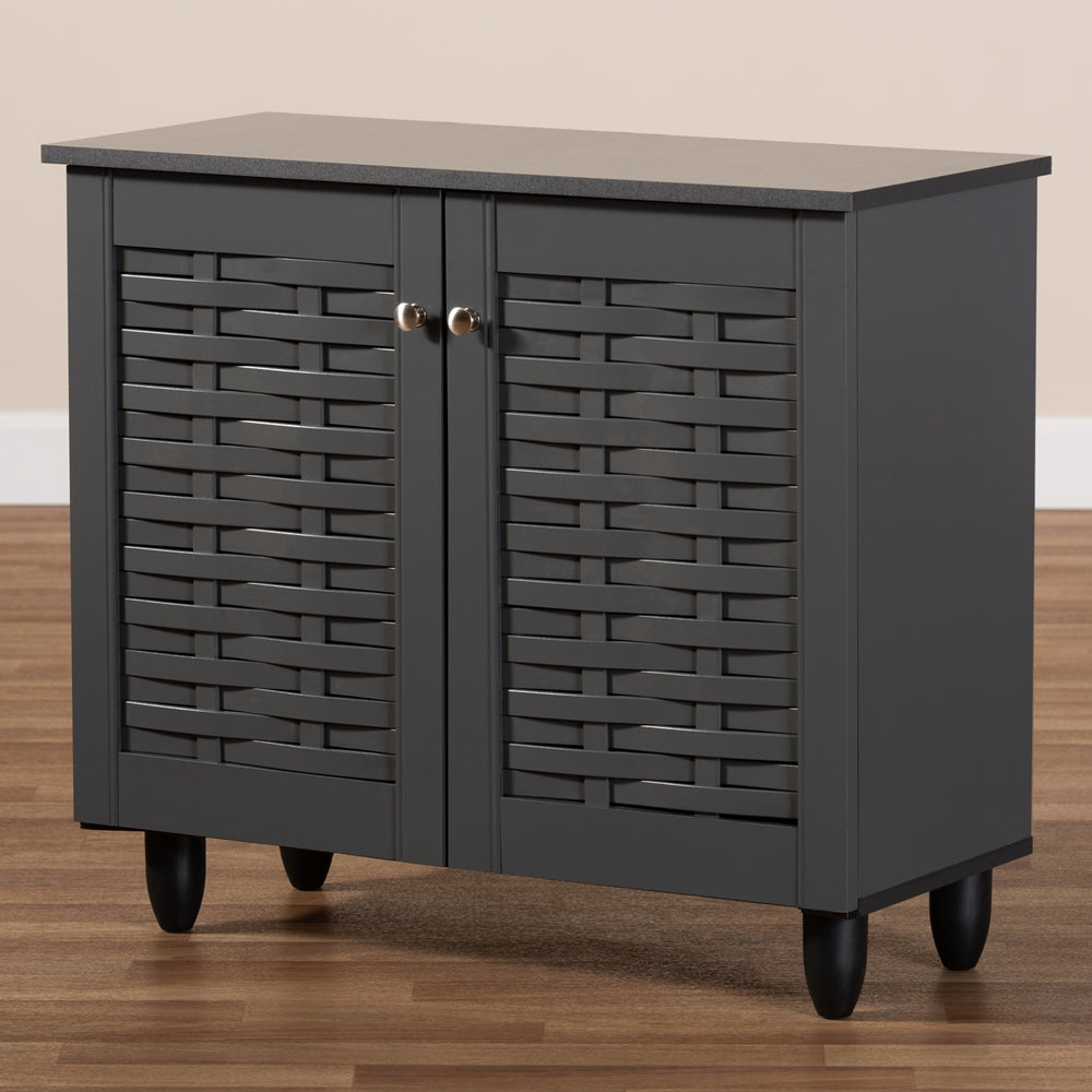 Baxton Studio Winda Modern And Contemporary Dark Gray 2-Door Wooden Entryway Shoe Storage Cabinet