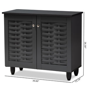 Baxton Studio Winda Modern And Contemporary Dark Gray 2-Door Wooden Entryway Shoe Storage Cabinet