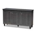 Load image into Gallery viewer, Baxton Studio Winda Modern And Contemporary Dark Gray 3-Door Wooden Entryway Shoe Storage Cabinet
