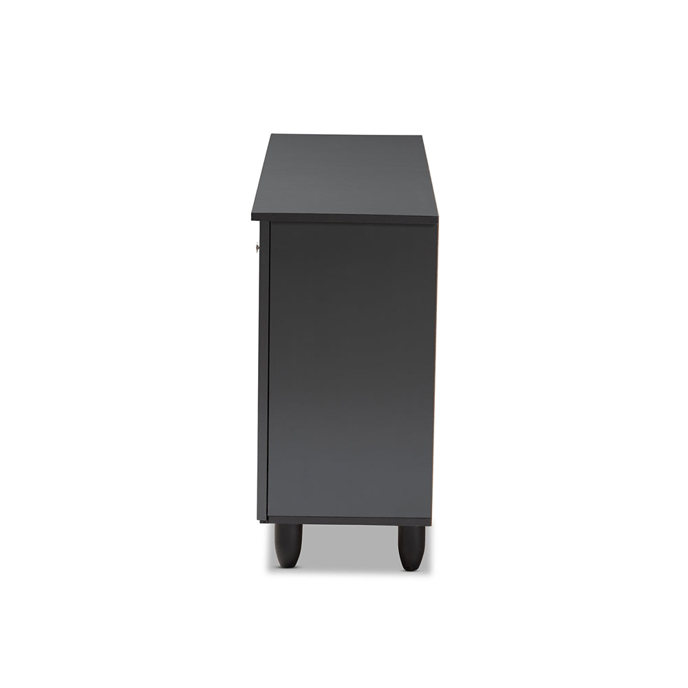 Baxton Studio Winda Modern And Contemporary Dark Gray 3-Door Wooden Entryway Shoe Storage Cabinet