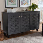 Load image into Gallery viewer, BAXTON STUDIO WINDA MODERN AND CONTEMPORARY DARK GRAY 3-DOOR WOODEN ENTRYWAY SHOE STORAGE CABINET
