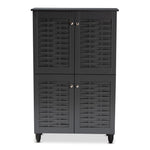 Load image into Gallery viewer, Baxton Studio Winda Modern And Contemporary Dark Gray 4-Door Wooden Entryway Shoe Storage Cabinet
