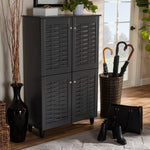 Load image into Gallery viewer, BAXTON STUDIO WINDA MODERN AND CONTEMPORARY DARK GRAY 4-DOOR WOODEN ENTRYWAY SHOE STORAGE CABINET
