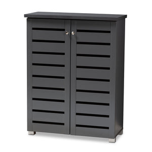 Baxton Studio Adalwin Modern And Contemporary Dark Gray 2-Door Wooden Entryway Shoe Storage Cabinet