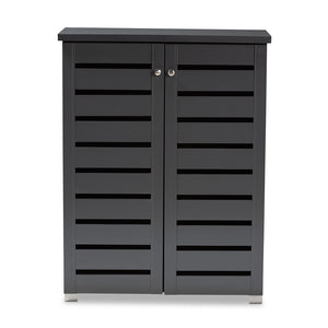 Baxton Studio Adalwin Modern And Contemporary Dark Gray 2-Door Wooden Entryway Shoe Storage Cabinet