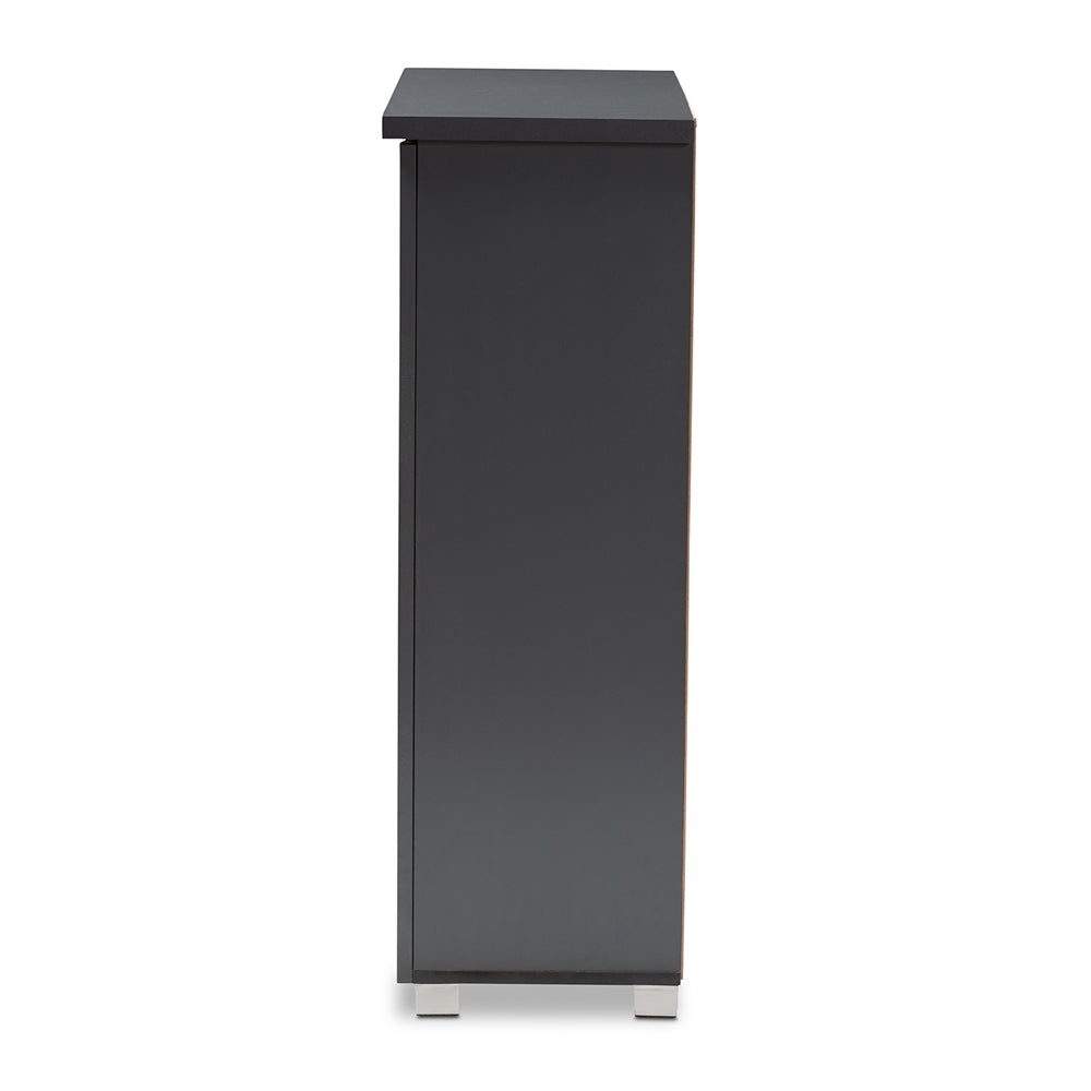 Baxton Studio Adalwin Modern And Contemporary Dark Gray 2-Door Wooden Entryway Shoe Storage Cabinet