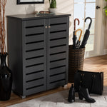 Load image into Gallery viewer, BAXTON STUDIO ADALWIN MODERN AND CONTEMPORARY DARK GRAY 2-DOOR WOODEN ENTRYWAY SHOE STORAGE CABINET
