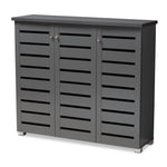 Load image into Gallery viewer, Baxton Studio Adalwin Modern And Contemporary Dark Gray 3-Door Wooden Entryway Shoe Storage Cabinet
