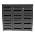 Load image into Gallery viewer, Baxton Studio Adalwin Modern And Contemporary Dark Gray 3-Door Wooden Entryway Shoe Storage Cabinet
