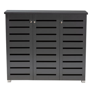 Baxton Studio Adalwin Modern And Contemporary Dark Gray 3-Door Wooden Entryway Shoe Storage Cabinet