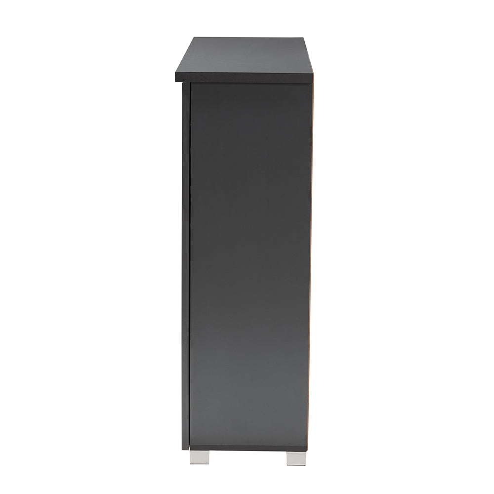 Baxton Studio Adalwin Modern And Contemporary Dark Gray 3-Door Wooden Entryway Shoe Storage Cabinet