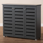 Load image into Gallery viewer, Baxton Studio Adalwin Modern And Contemporary Dark Gray 3-Door Wooden Entryway Shoe Storage Cabinet
