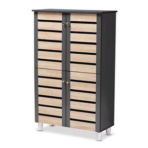 Baxton Studio Gisela Modern and Contemporary Two-Tone 4-Door Shoe Storage Cabinet