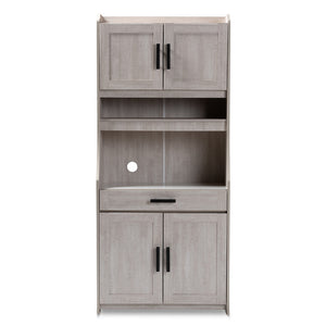 Baxton Studio Portia Modern And Contemporary 6-Shelf White-Washed Wood Kitchen Storage Cabinet