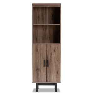 Baxton Studio Arend Modern And Contemporary Two-Tone Oak And Ebony Wood 2-Door Bookcase