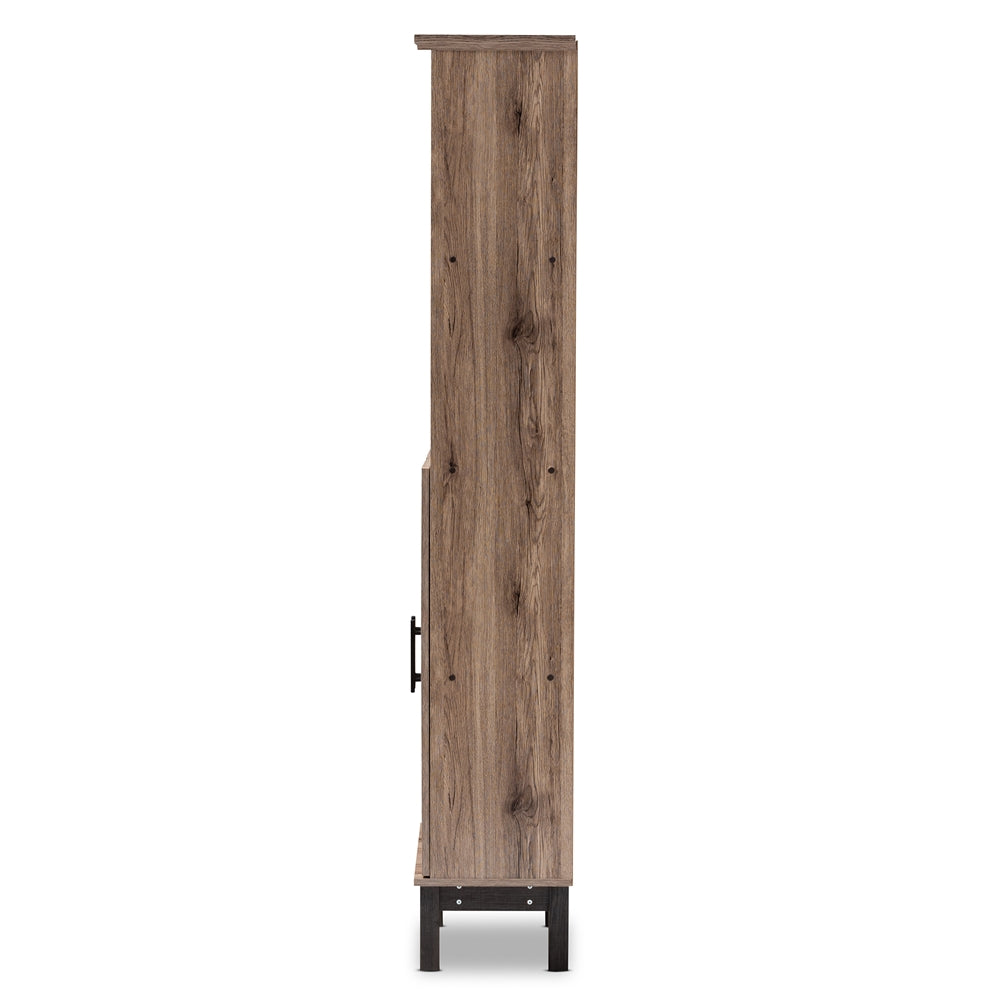 Baxton Studio Arend Modern And Contemporary Two-Tone Oak And Ebony Wood 2-Door Bookcase