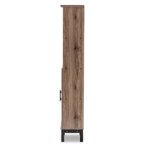 Baxton Studio Arend Modern And Contemporary Two-Tone Oak And Ebony Wood 2-Door Bookcase