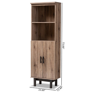 Baxton Studio Arend Modern And Contemporary Two-Tone Oak And Ebony Wood 2-Door Bookcase