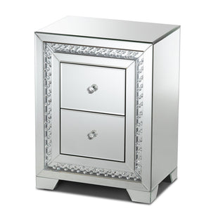 Baxton Studio Mina Modern and Contemporary Hollywood Regency Glamour Style Two Drawer Nightstand Bedside Table