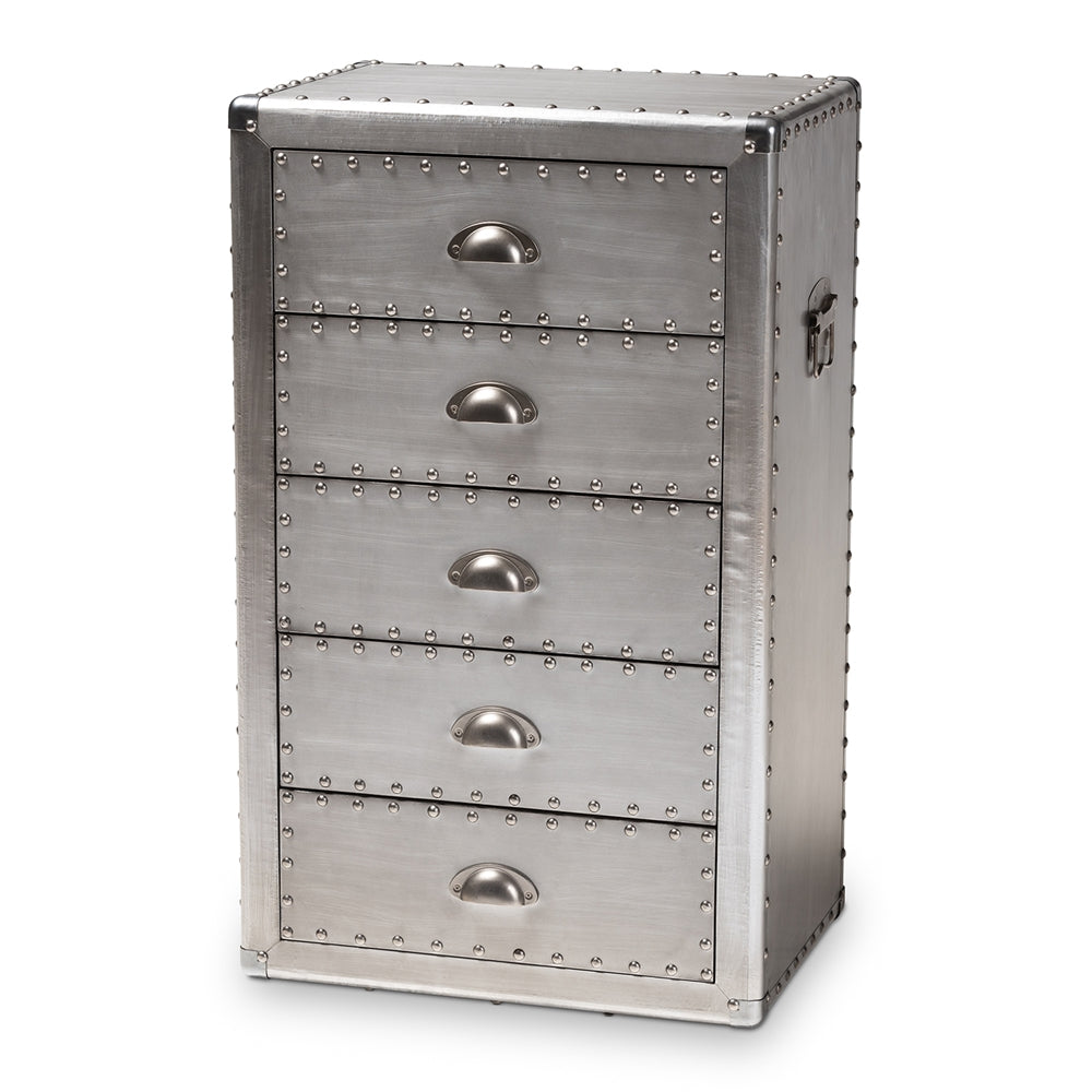 Baxton Studio Davet French Industrial Metal 5-Drawer Accent Storage Cabinet