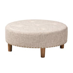 Load image into Gallery viewer, Baxton Studio Vinet Modern and Contemporary Fabric Upholstered Natural Wood Cocktail Ottoman
