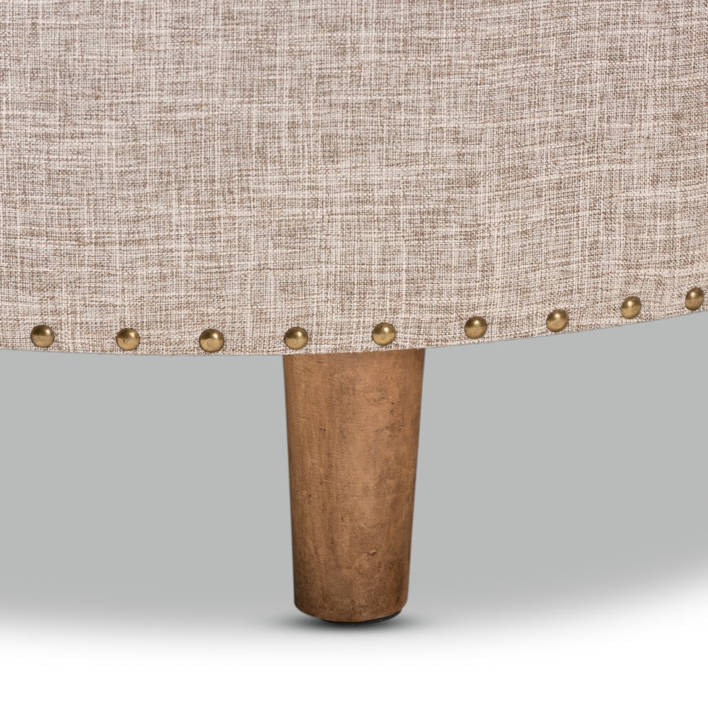 BAXTON STUDIO VINET MODERN AND CONTEMPORARY BEIGE FABRIC UPHOLSTERED NATURAL WOOD COCKTAIL OTTOMAN