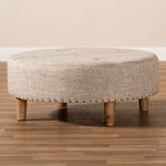 Load image into Gallery viewer, Baxton Studio Vinet Modern And Contemporary Beige Fabric Upholstered Natural Wood Cocktail Ottoman
