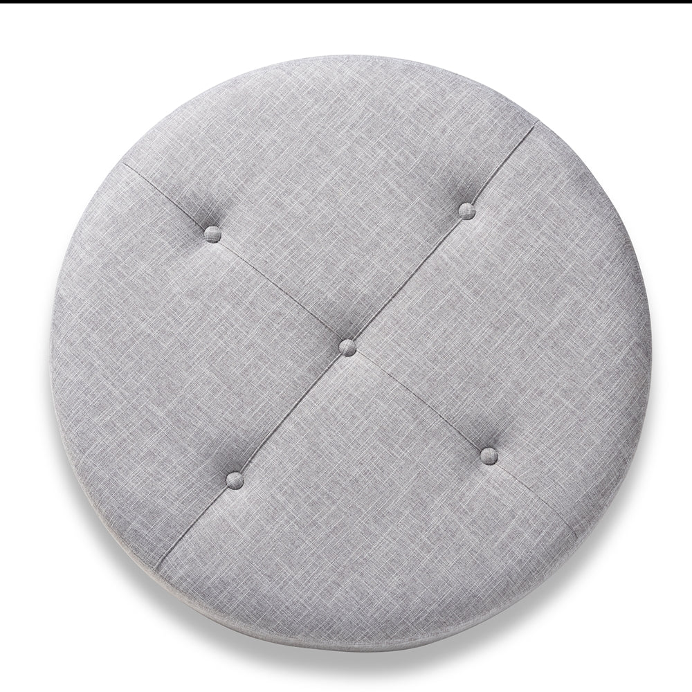 Baxton Studio Vinet Modern And Contemporary Light Gray Fabric Upholstered Natural Wood Cocktail Ottoman