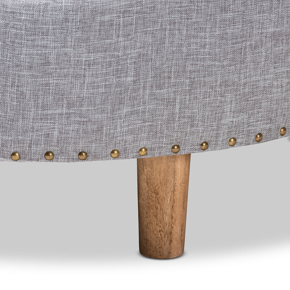 BAXTON STUDIO VINET MODERN AND CONTEMPORARY LIGHT GRAY FABRIC UPHOLSTERED NATURAL WOOD COCKTAIL OTTOMAN