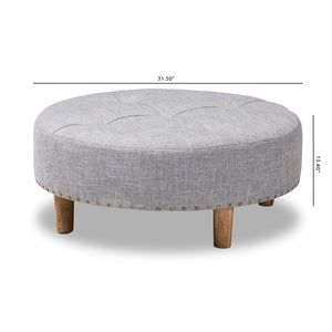 Baxton Studio Vinet Modern And Contemporary Light Gray Fabric Upholstered Natural Wood Cocktail Ottoman