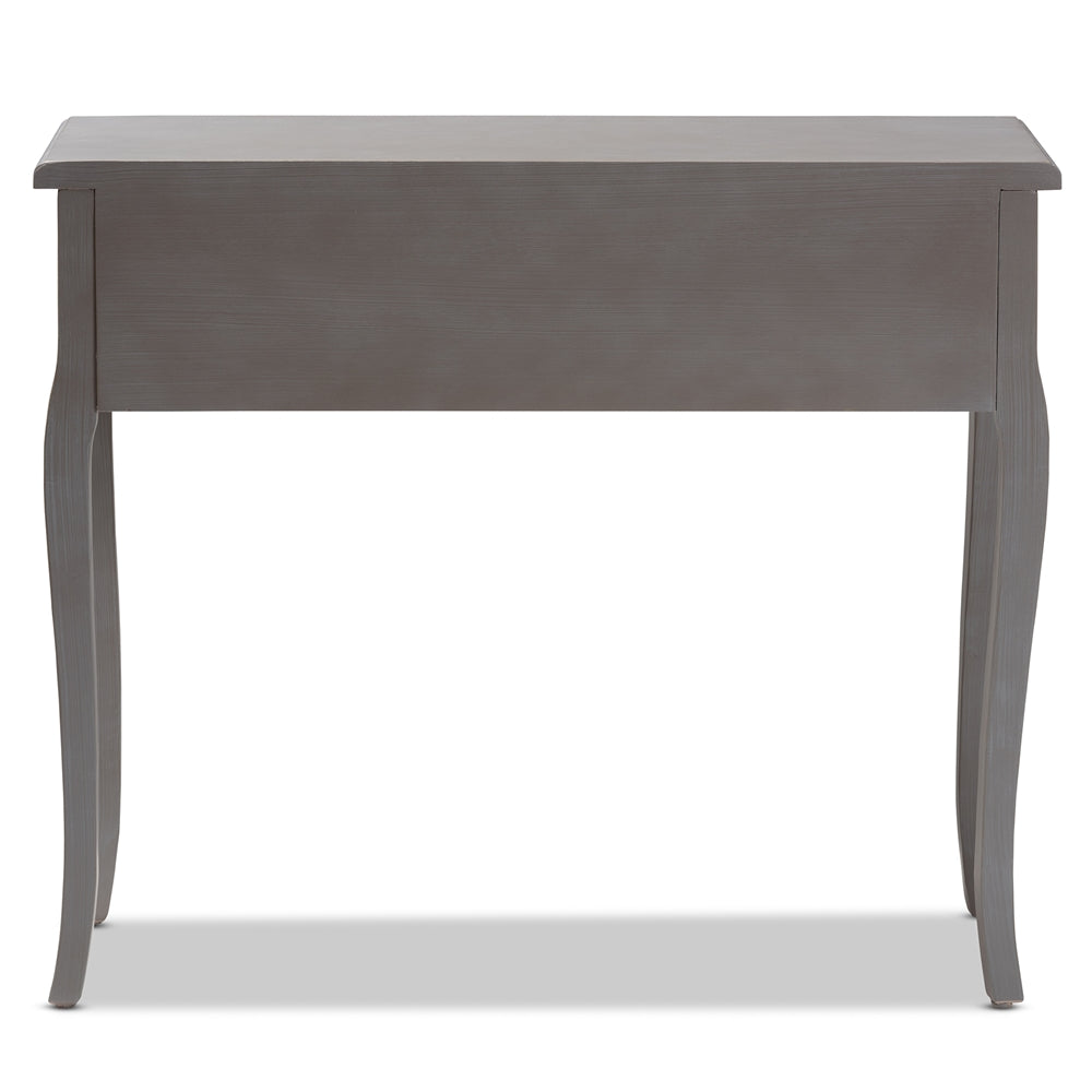 Baxton Studio Capucine Antique French Country Cottage Grey Finished Wood 2-Drawer Console Table