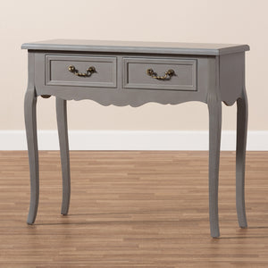 Baxton Studio Capucine Antique French Country Cottage Grey Finished Wood 2-Drawer Console Table