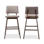 Load image into Gallery viewer, Baxton Studio Colton Mid-Century Modern Light Gray Fabric Upholstered And Walnut-Finished Wood Bar Stool Set Of 2
